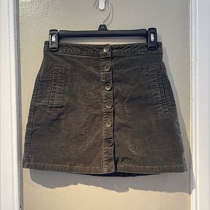 Forever 21 Olive Green Button Down Suede Skirt